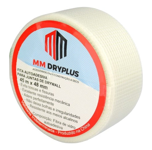 Fita Telada Branca Autoadesiva Para Gesso Drywall 45m X 48mm