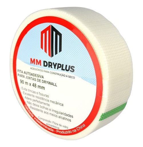 Fita Telada Branca Autoadesiva Para Gesso Drywall 90m X 48mm