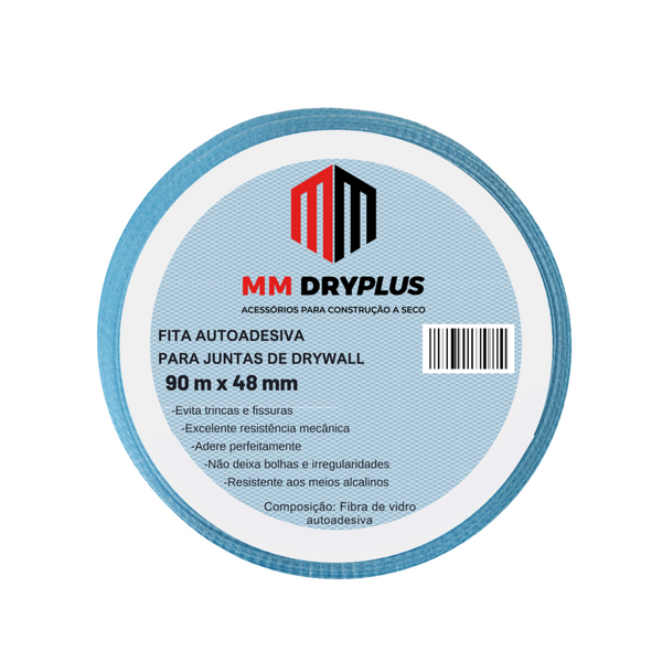 Fita Telada Azul Autoadesiva Para Gesso Drywall 90m X 48mm